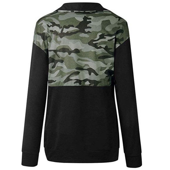 Beautiful women high zipper camouflage sweatshirt - Picture 3 of 6